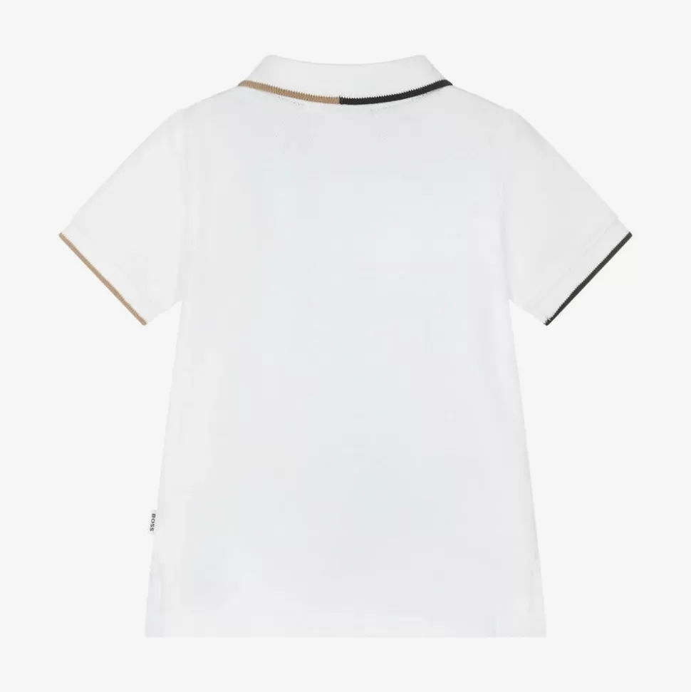 BOSS Boys White Cotton Polo Shirt^BOY Tops