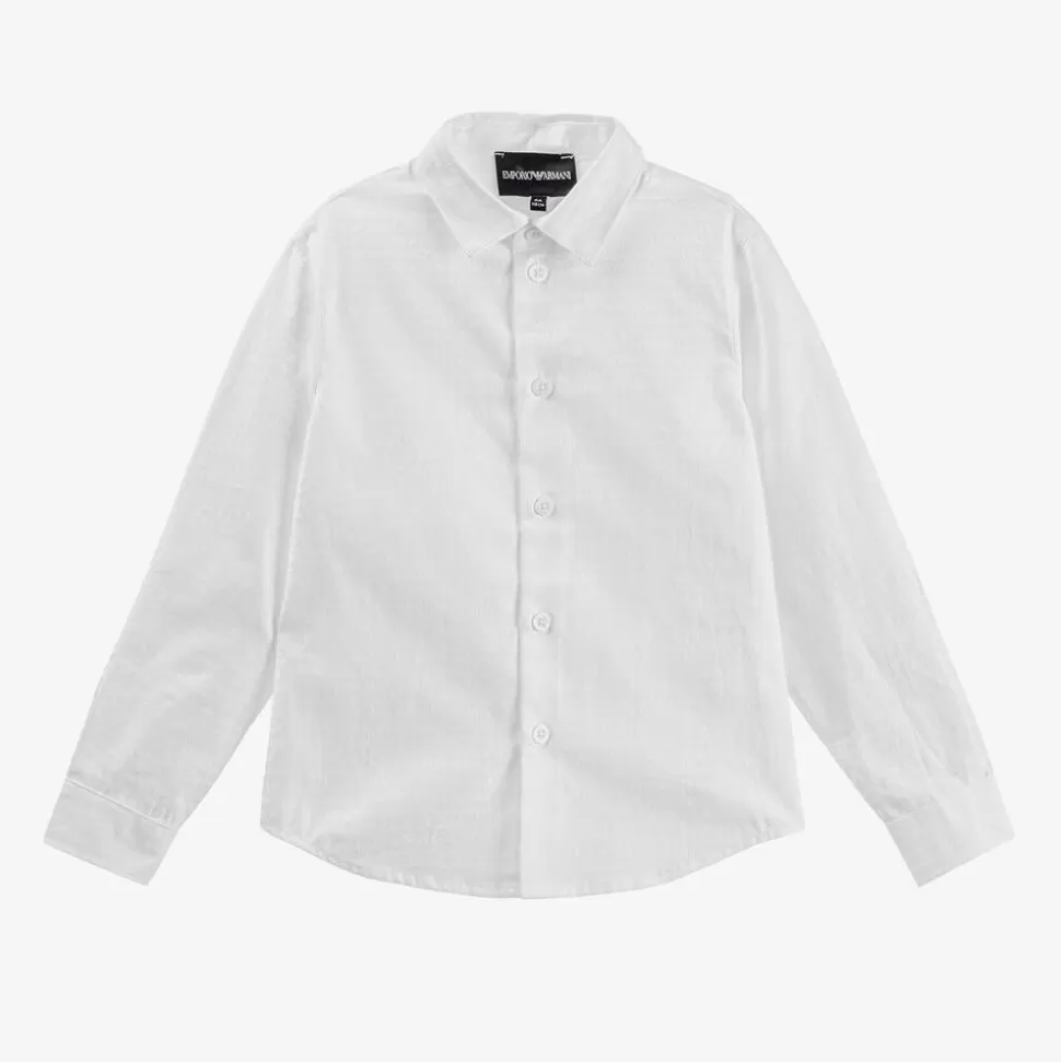 Emporio Armani Boys White Cotton Shirt^BOY Tops
