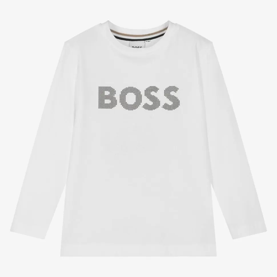 BOSS Boys White Cotton Top^BOY Tops