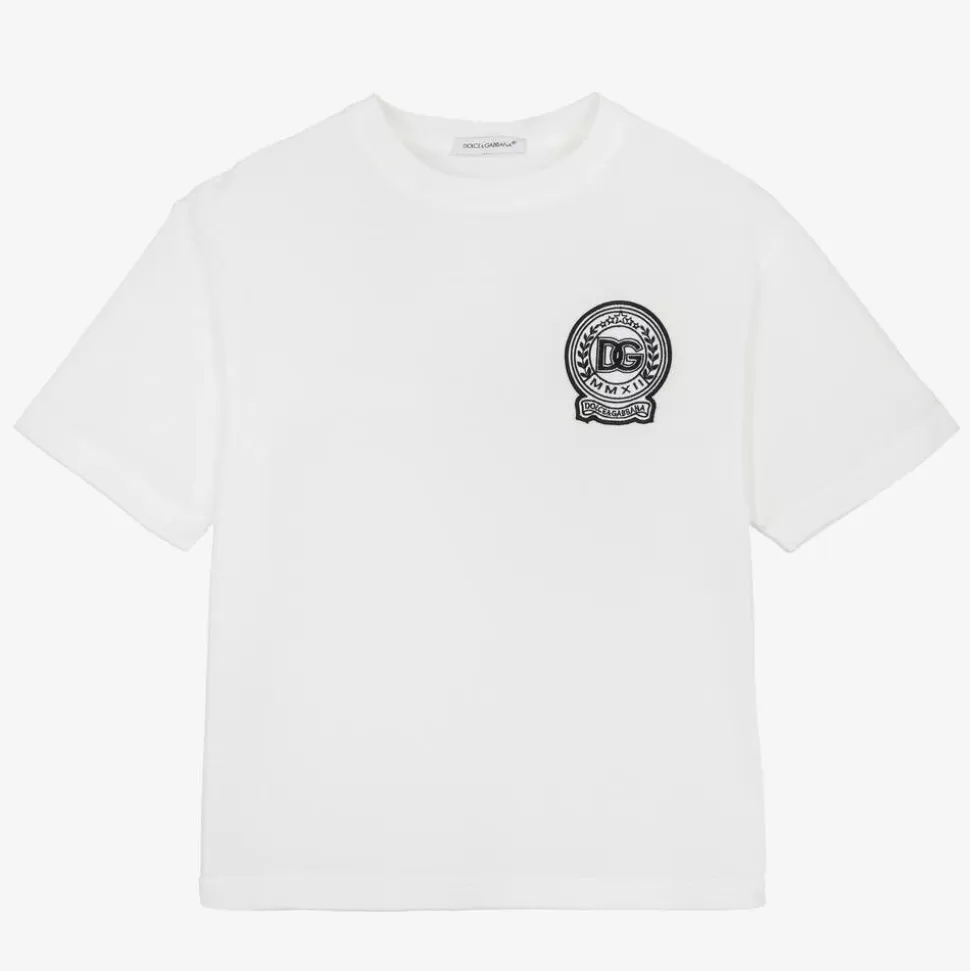 Dolce amp; Gabbana Boys White Cotton T-Shirt^BOY Tops