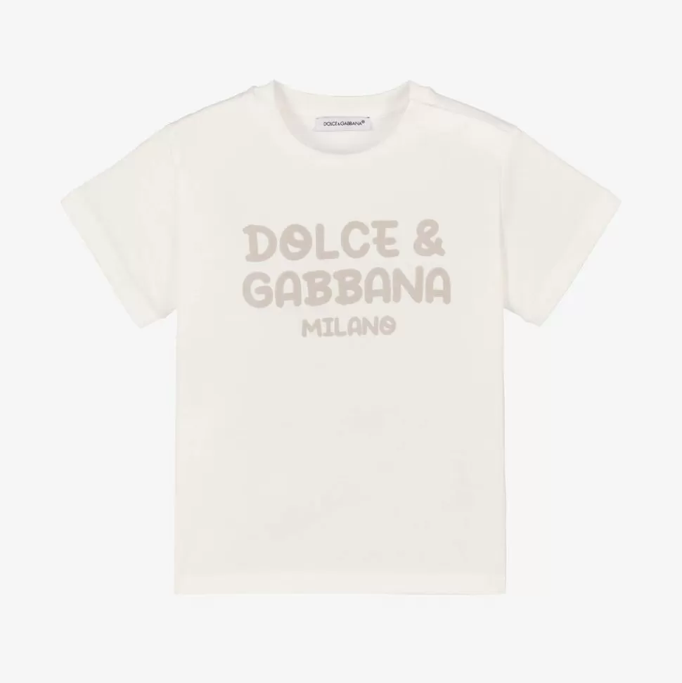 Dolce amp; Gabbana Boys White Cotton T-Shirt^ Tops