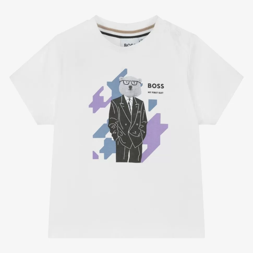 BOSS Boys White Cotton T-Shirt^BOY Tops