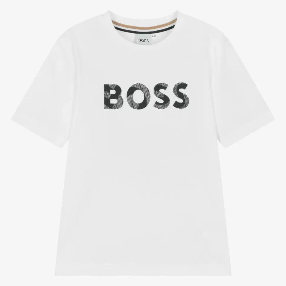 BOSS Boys White Cotton T-Shirt^BOY Tops