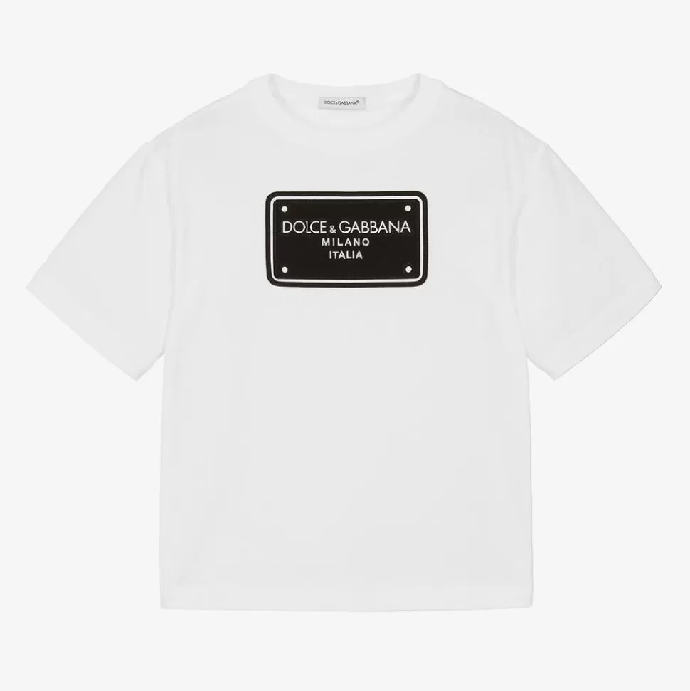 Dolce amp; Gabbana Boys White Cotton T-Shirt^BOY Tops