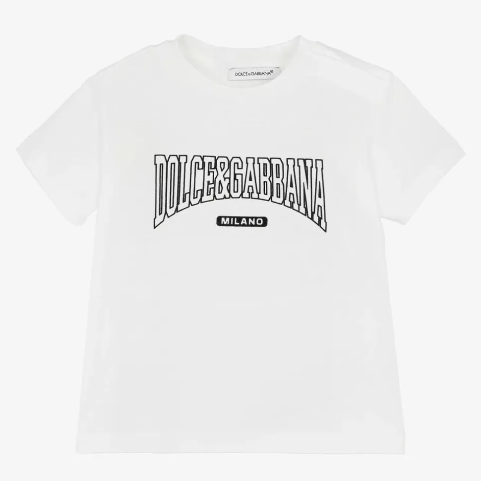 Dolce amp; Gabbana Boys White Cotton T-Shirt^BOY Tops