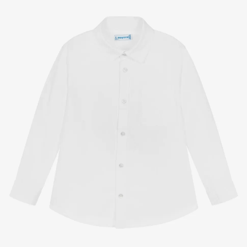 Mayoral Boys White Cotton Twill Shirt^BOY Tops