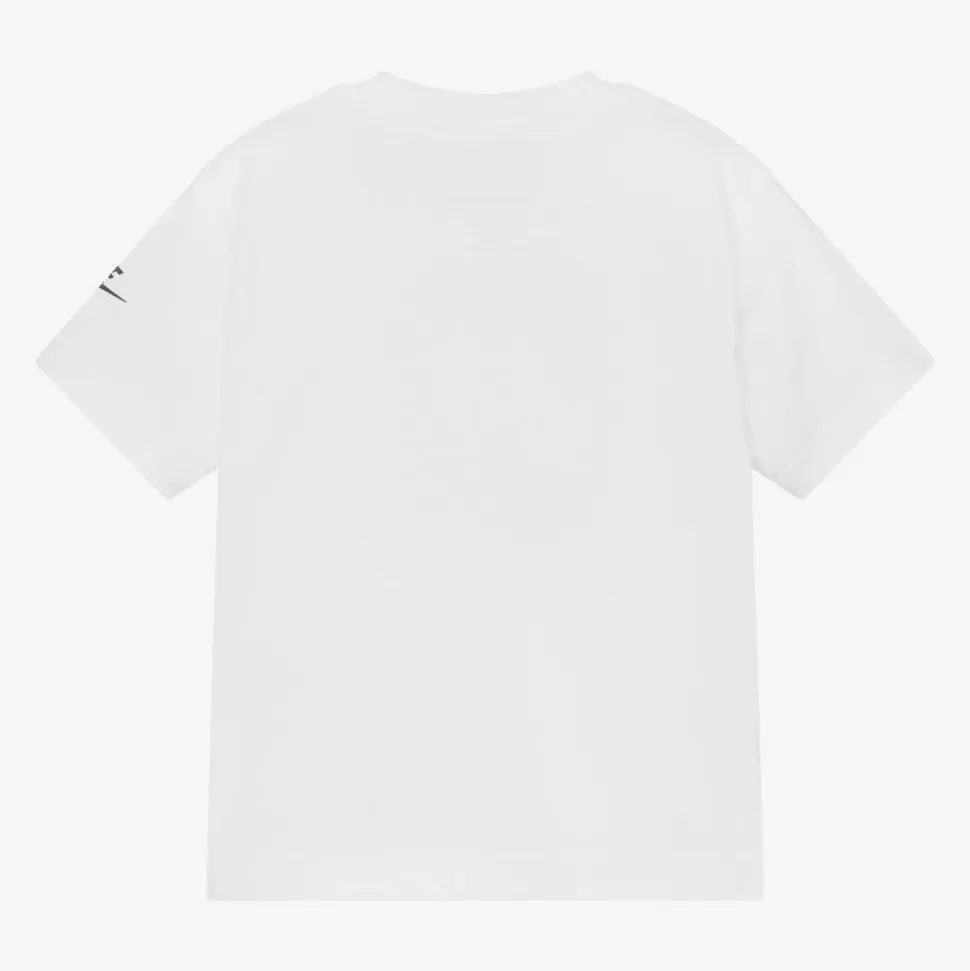 Nike Boys White Graphic Print Cotton T-Shirt^BOY Tops