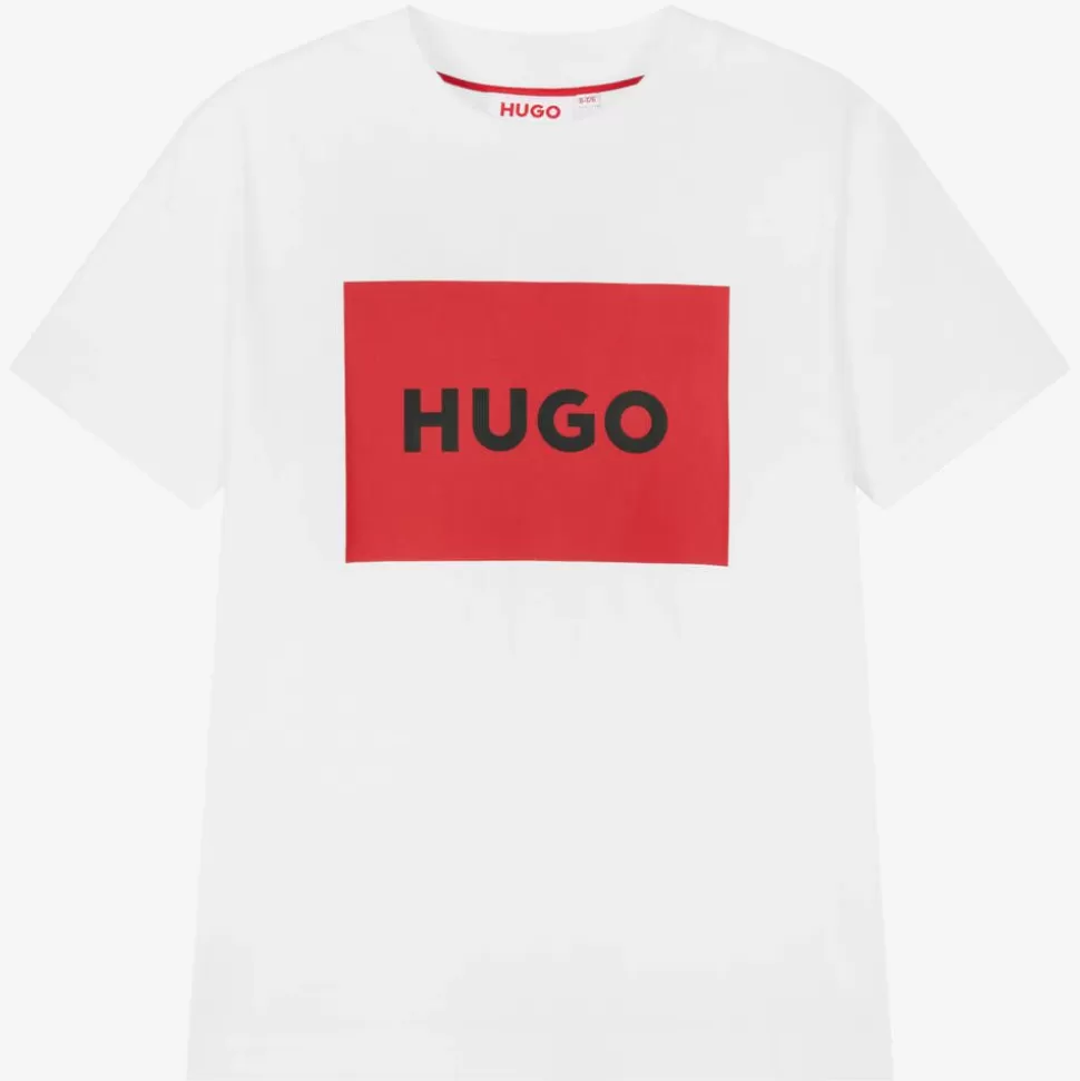 HUGO Boys White Organic Cotton T-Shirt^BOY Tops