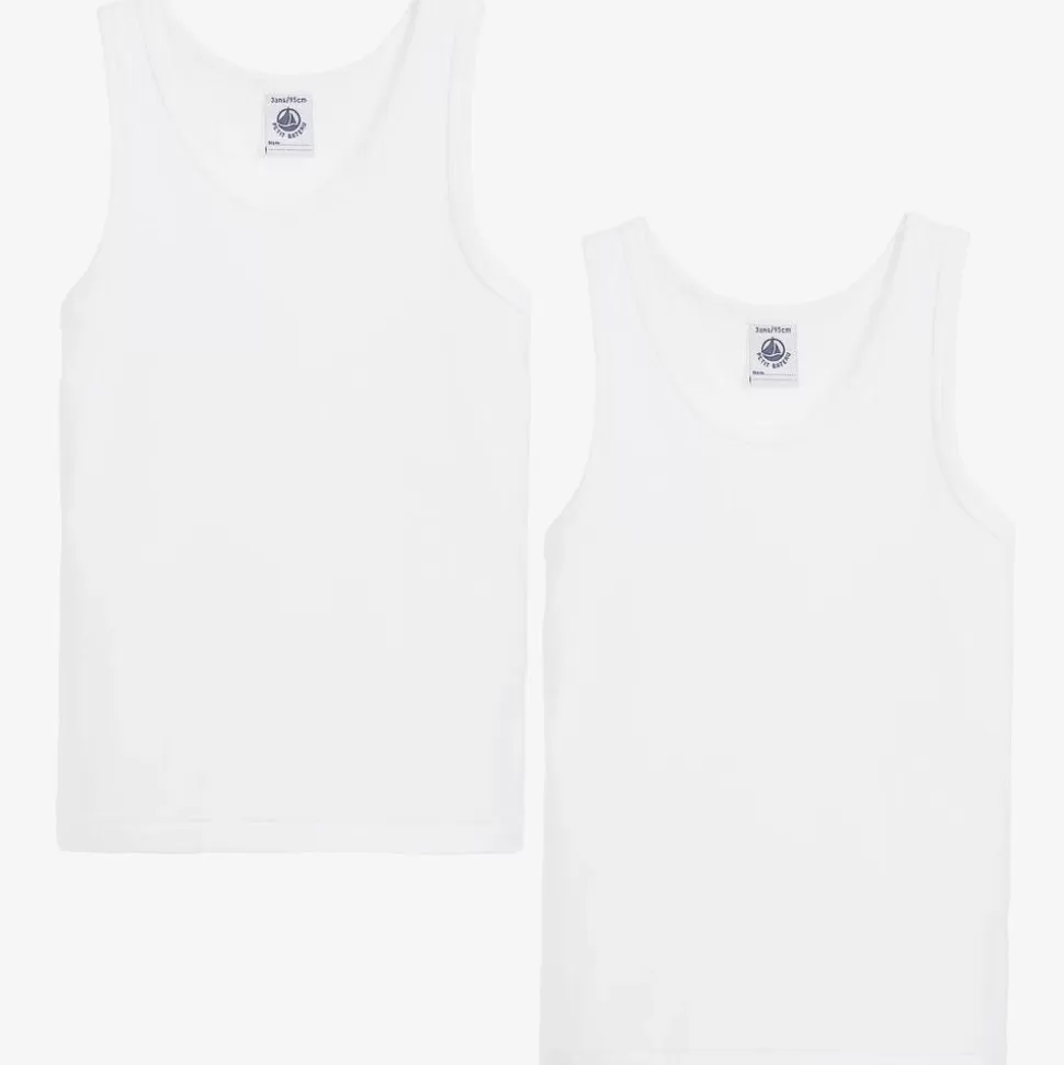 Petit Bateau Boys White Organic Cotton Vests (2 Pack)^BOY Underwear