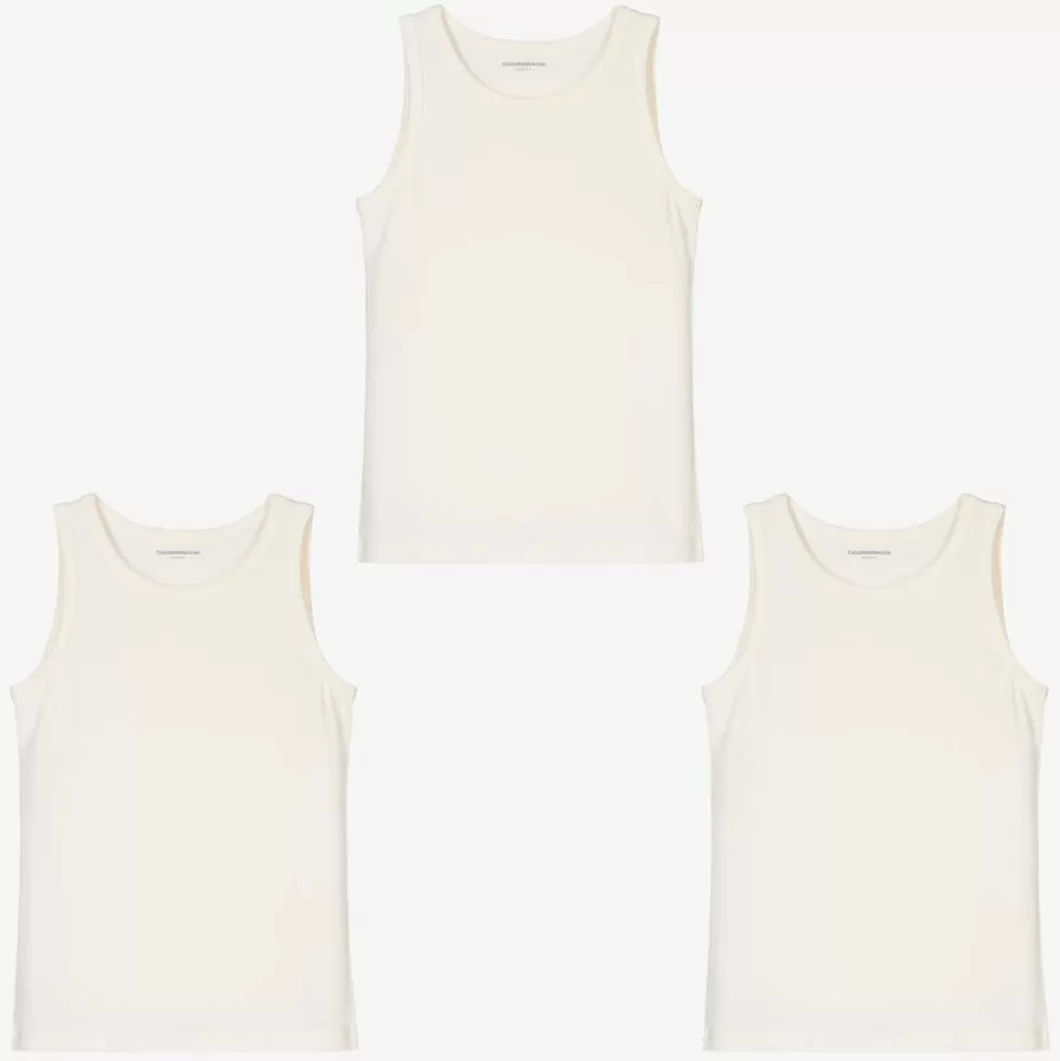 Childrensalon Essentials Boys White Organic Cotton Vests (3 Pack)^BOY Underwear