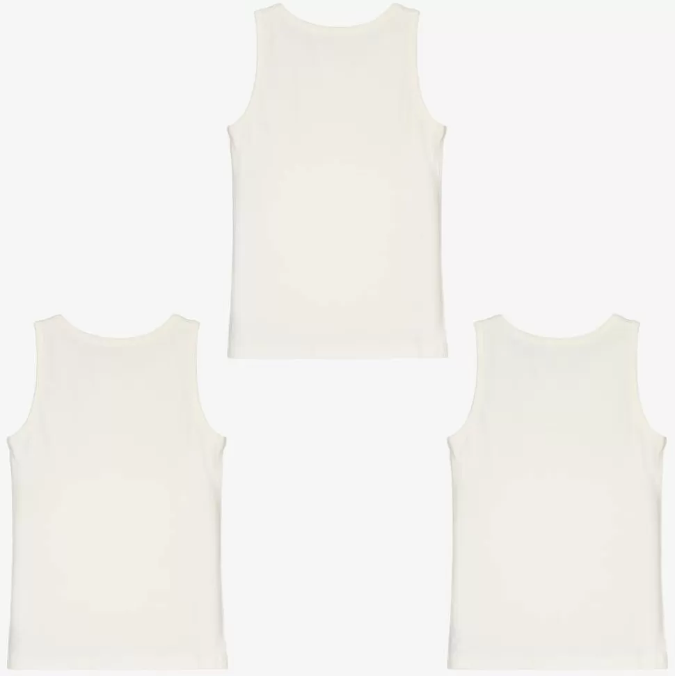 Childrensalon Essentials Boys White Organic Cotton Vests (3 Pack)^BOY Underwear