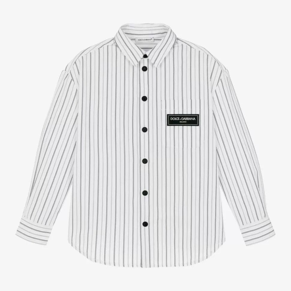 Dolce amp; Gabbana Boys White Striped Poplin Shirt^BOY Tops