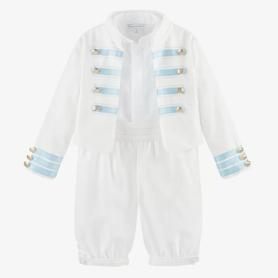 Beatrice amp; George Boys White Viscose Military Shorts Suit^BOY Suits