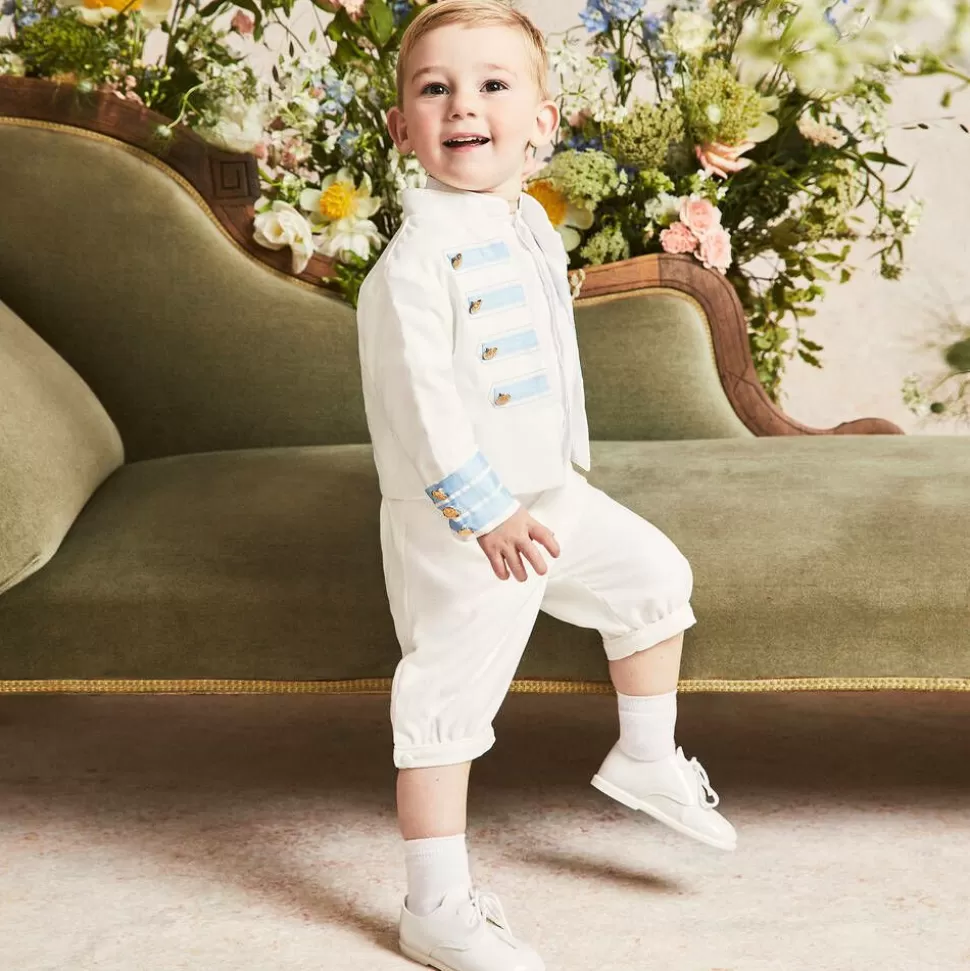 Beatrice amp; George Boys White Viscose Military Shorts Suit^BOY Suits