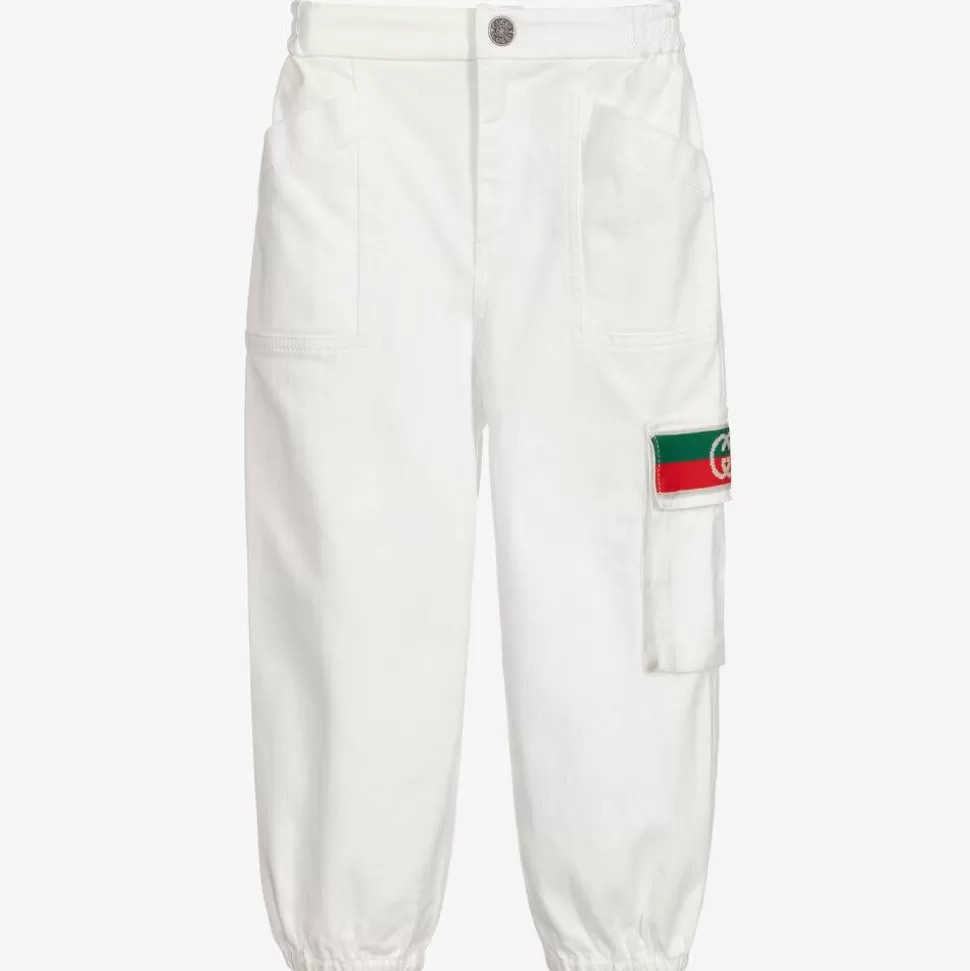 Gucci Boys White Web Trousers^BOY Trousers