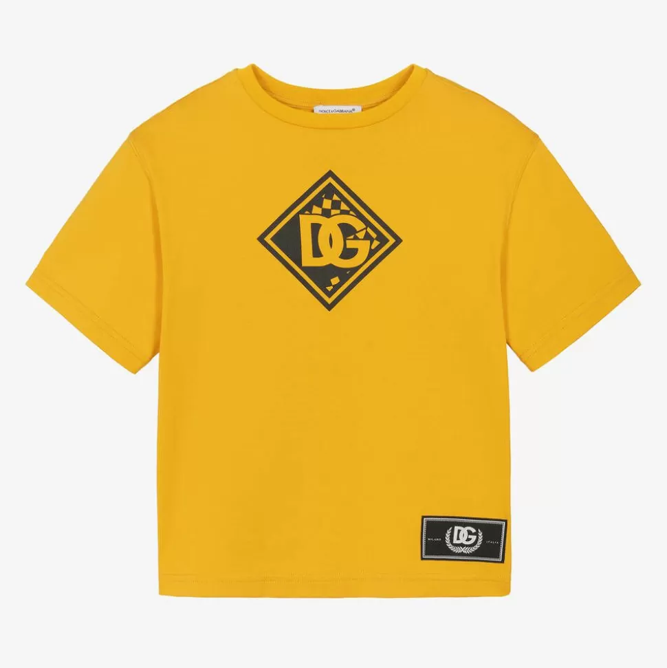 Dolce amp; Gabbana Boys Yellow Cotton T-Shirt^BOY Tops