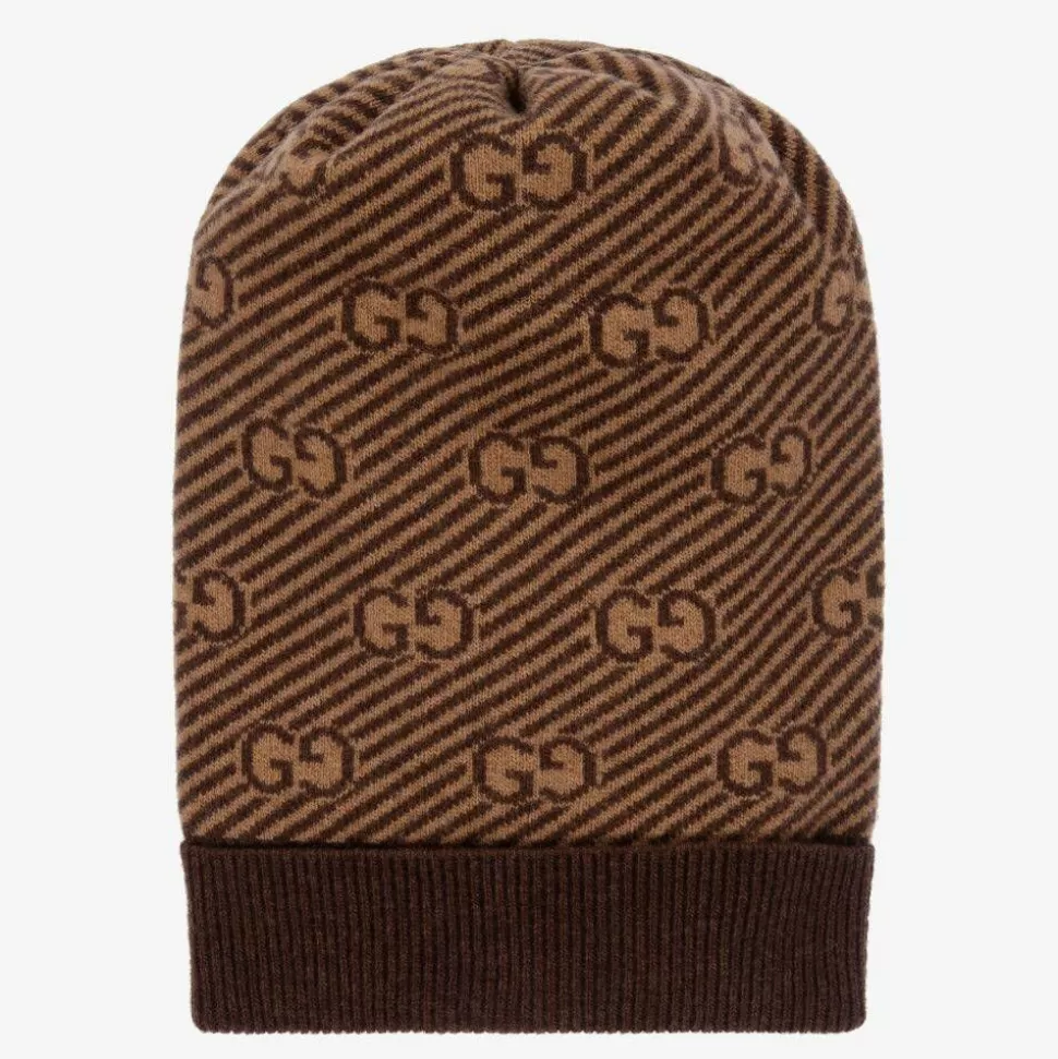 Gucci Brown & Beige GG Wool Hat^ Hats