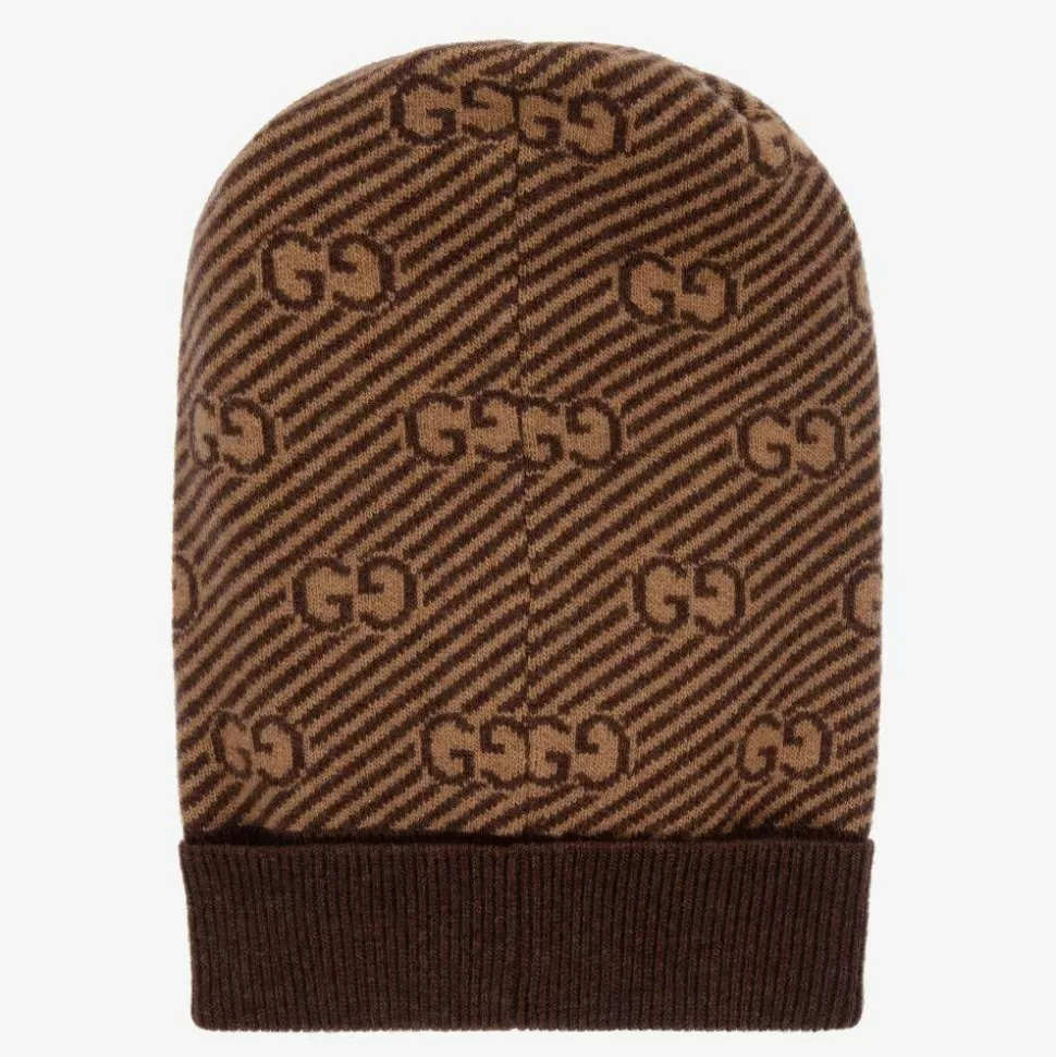 Gucci Brown & Beige GG Wool Hat^ Hats