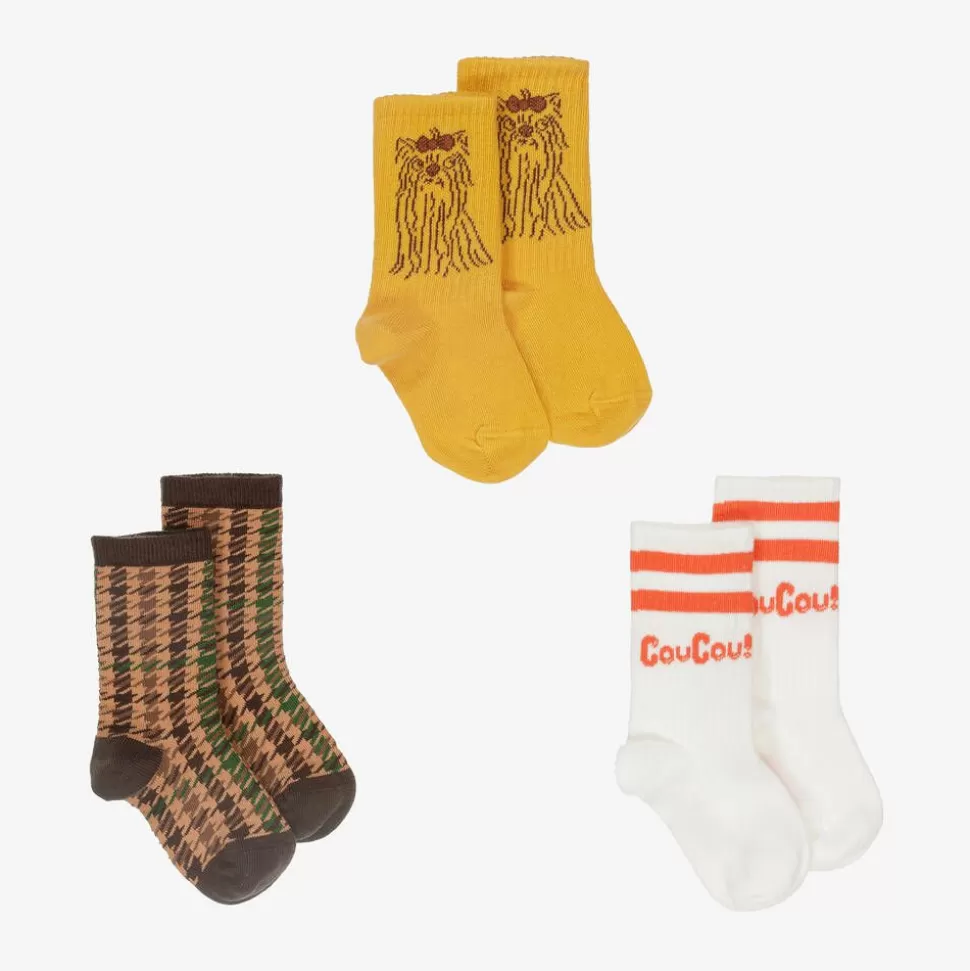 Mini Rodini Brown & Yellow Organic Cotton Socks (3 Pack)^BOY Socks