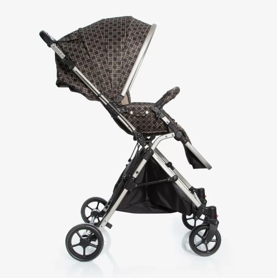 AIGNER Brown & Black Logo Stroller^ Strollers
