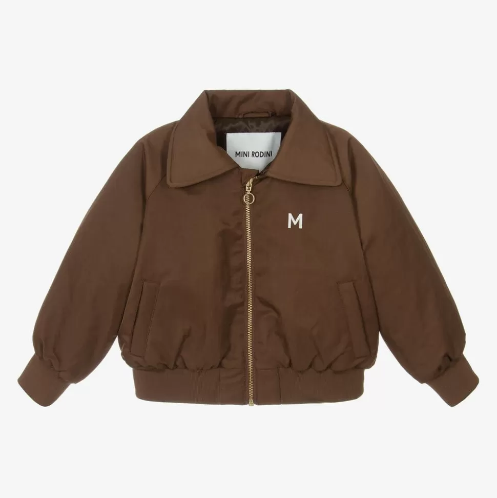Mini Rodini Brown Cat Print Bomber Jacket^BOY Coats & Jackets | Coats & Jackets