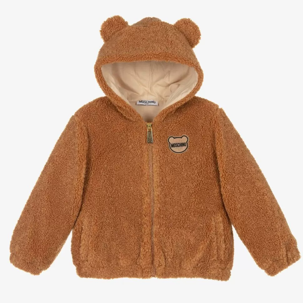Moschino Baby Brown Hooded Teddy Fleece Jacket^BOY Coats & Jackets