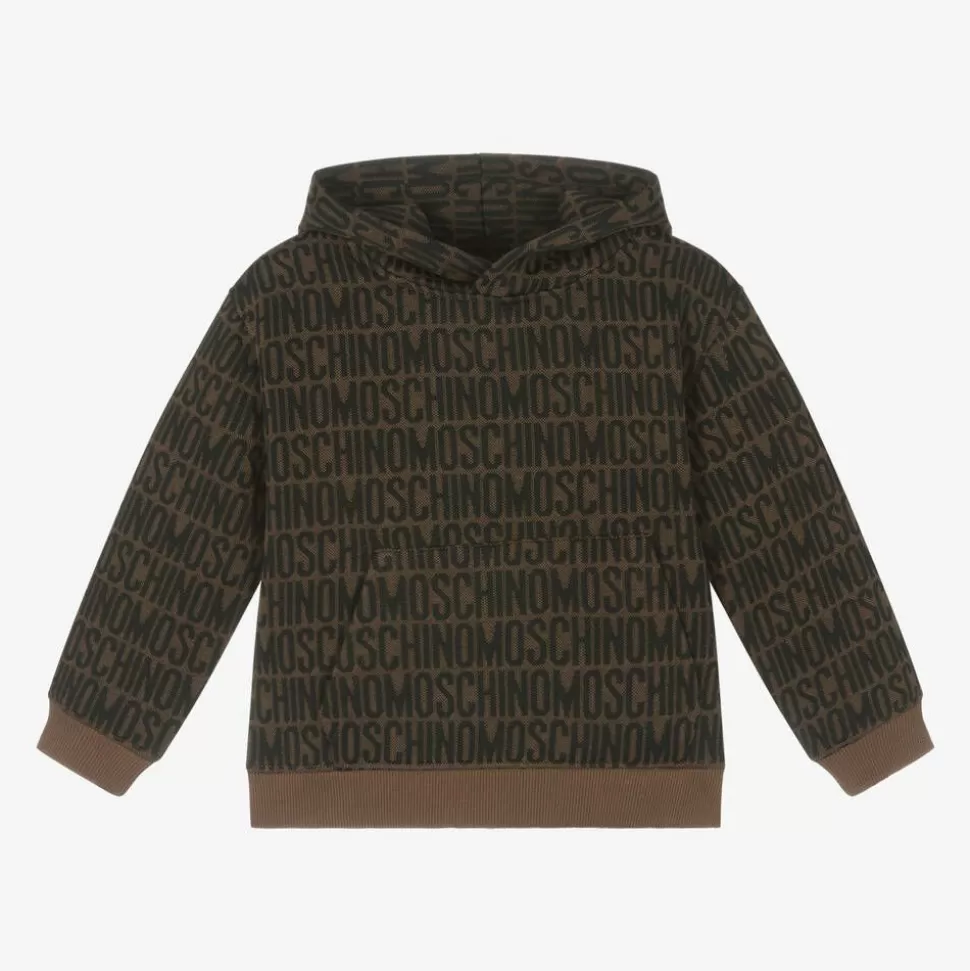 Moschino Kid-Teen Brown Knitted Hoodie^ Tops