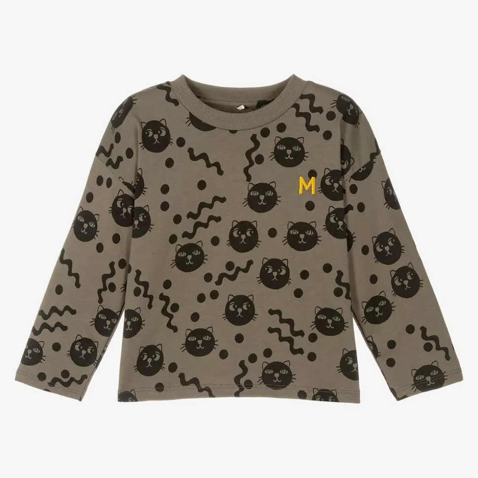 Mini Rodini Brown Organic Cotton Cats Top^ Tops