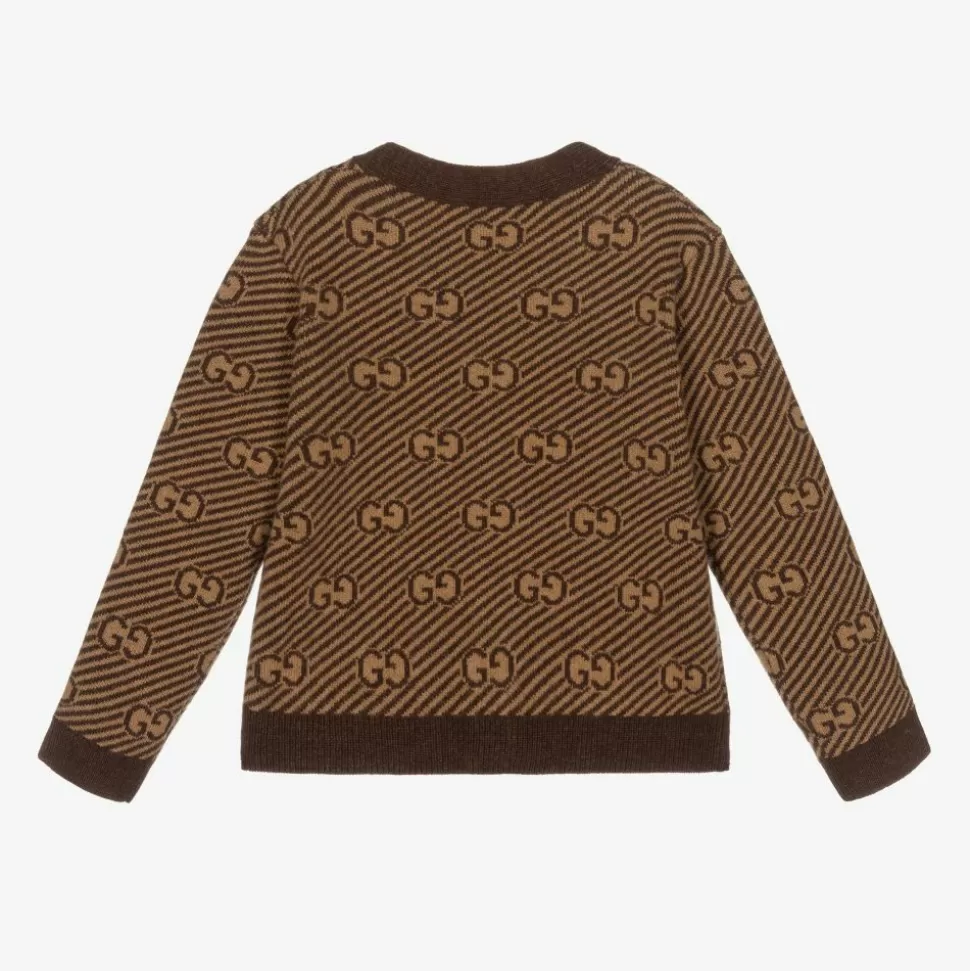 Gucci Brown Wool GG Baby Cardigan^ Tops