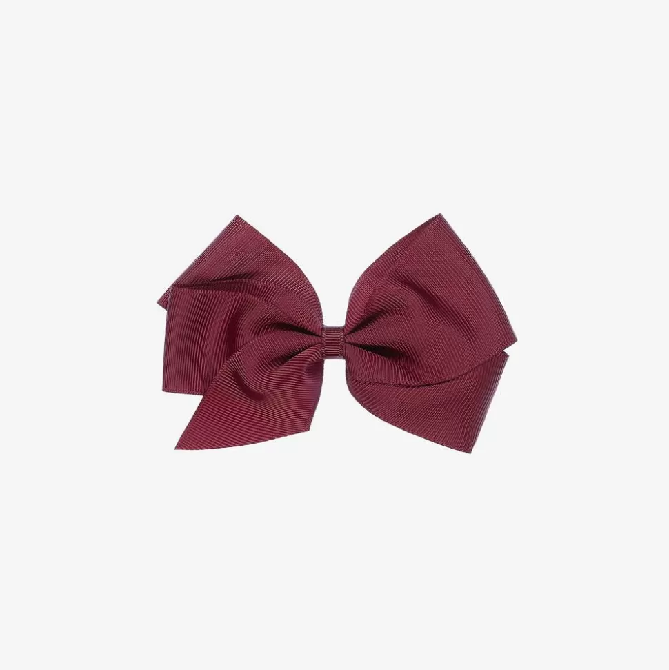 Peach Ribbons Burgundy Red Bow Hair Clip (12cm)^ Hair Accessories