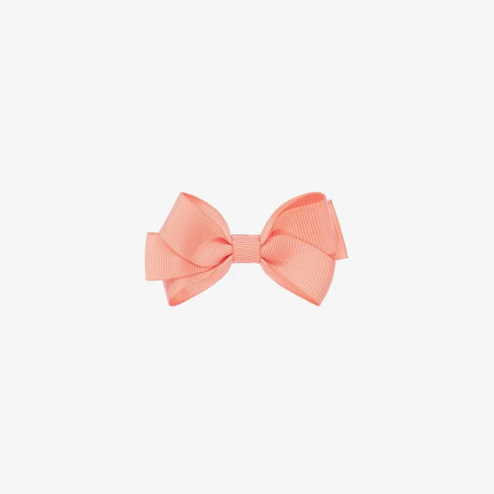 Peach Ribbons Coral Pink Bow Hair Clip (7cm)^ Hair Accessories