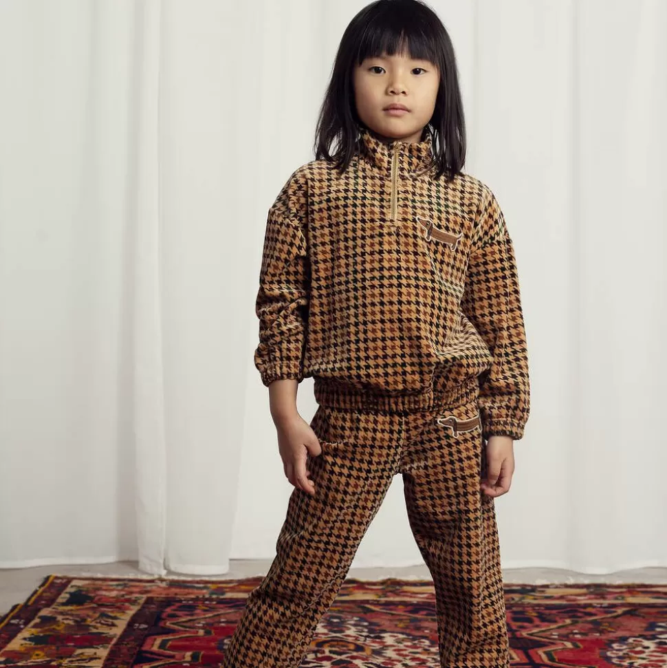 Mini Rodini Dark Beige Houndstooth Velour Sweatshirt^BOY Tops