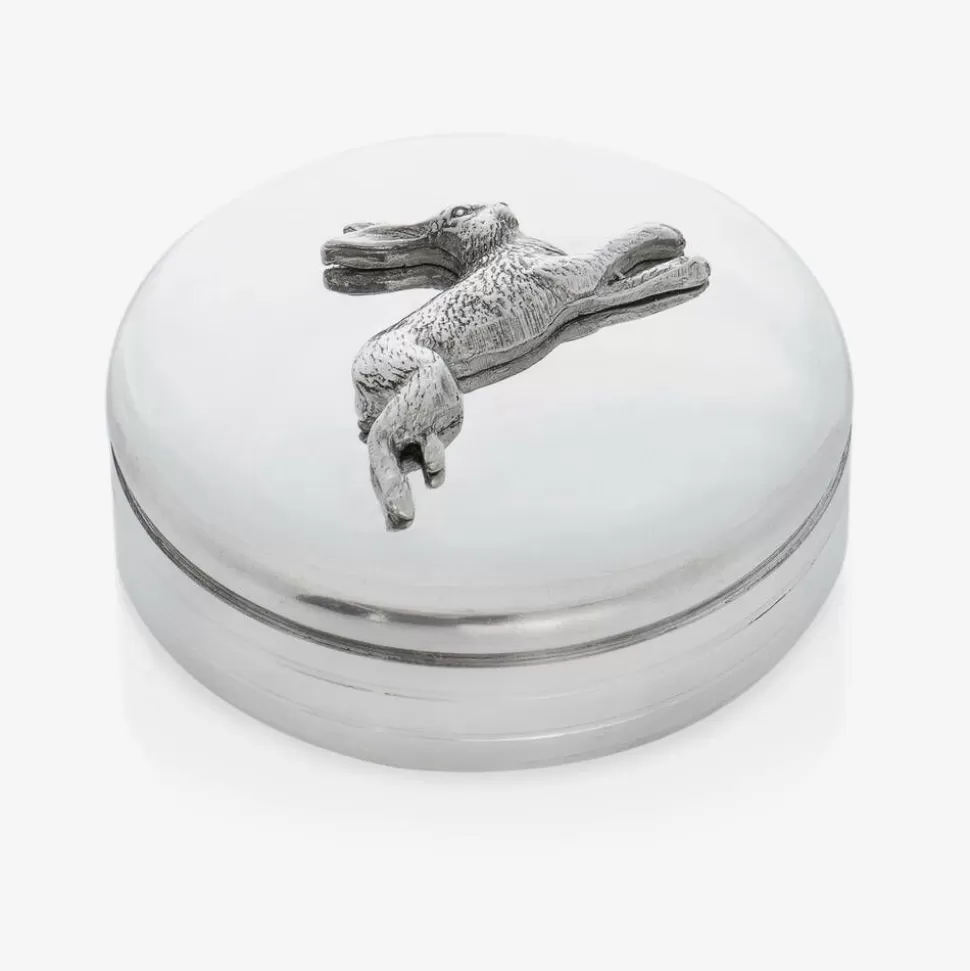 English Trousseau Dashing Hare Pewter Keepsake Box^ Gifts
