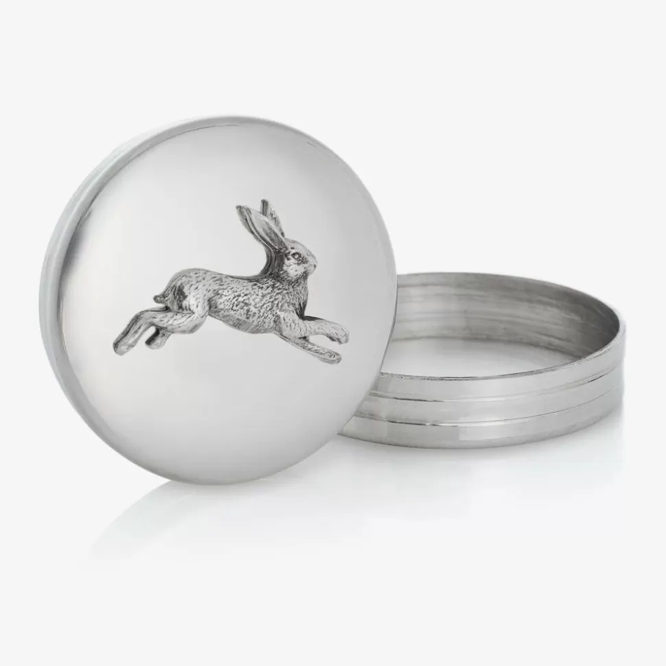 English Trousseau Dashing Hare Pewter Keepsake Box^ Gifts