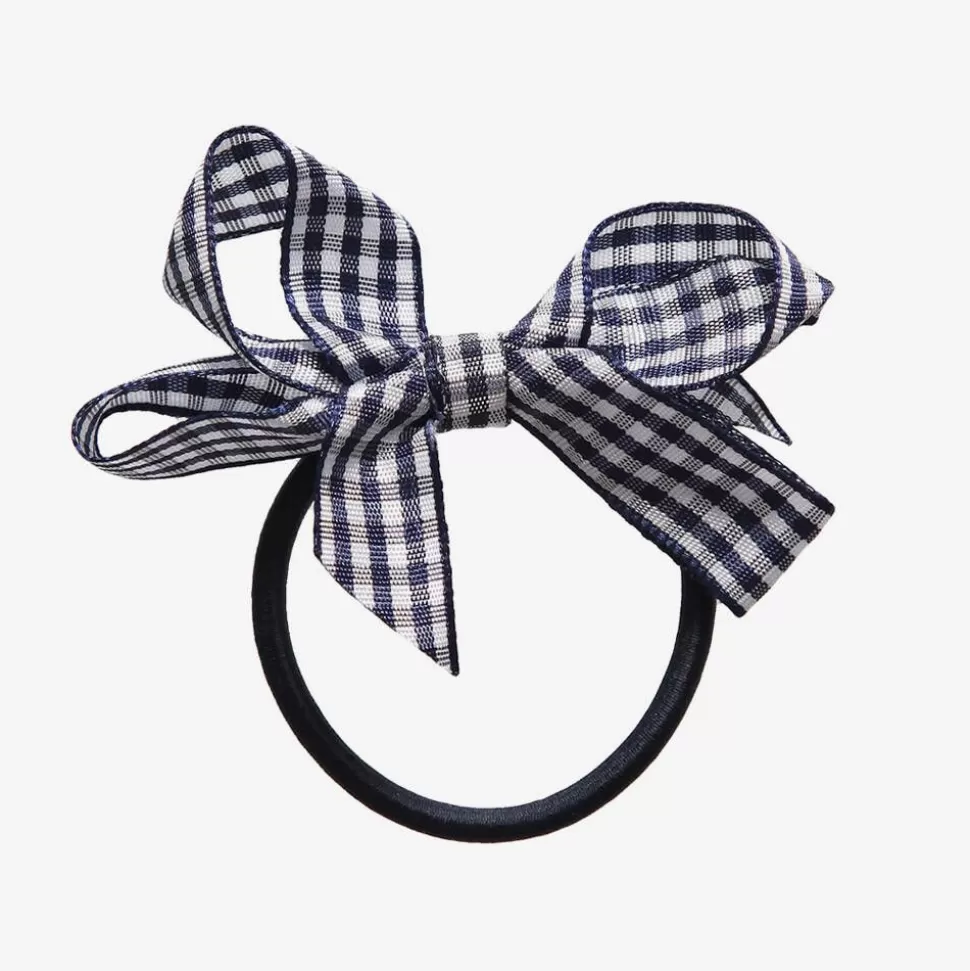 Peach Ribbons Gingham Bow Hair Elastic (7cm)^ Hair Accessories