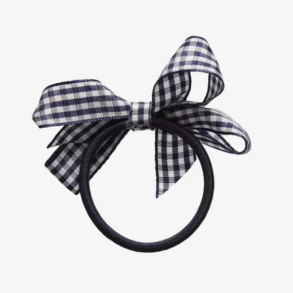 Peach Ribbons Gingham Bow Hair Elastic (7cm)^ Hair Accessories