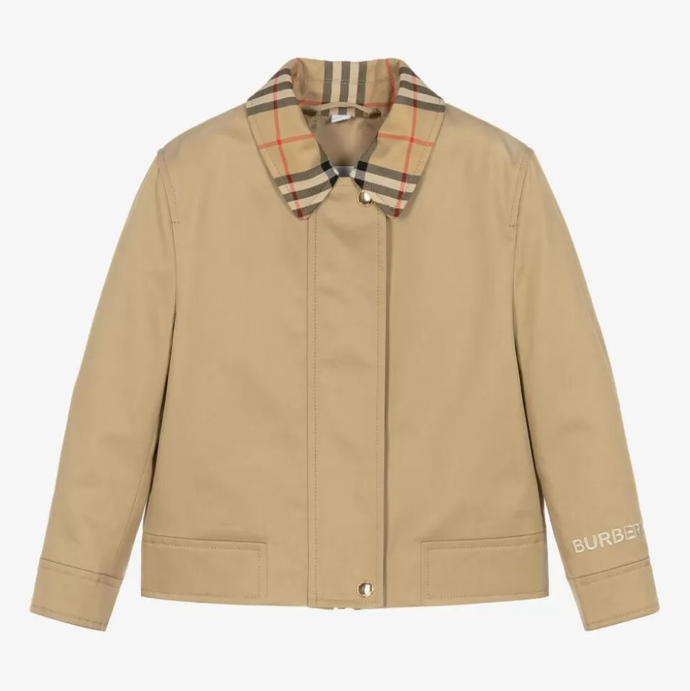 Burberry Girls Beige & Check Gabardine Jacket^ Coats & Jackets