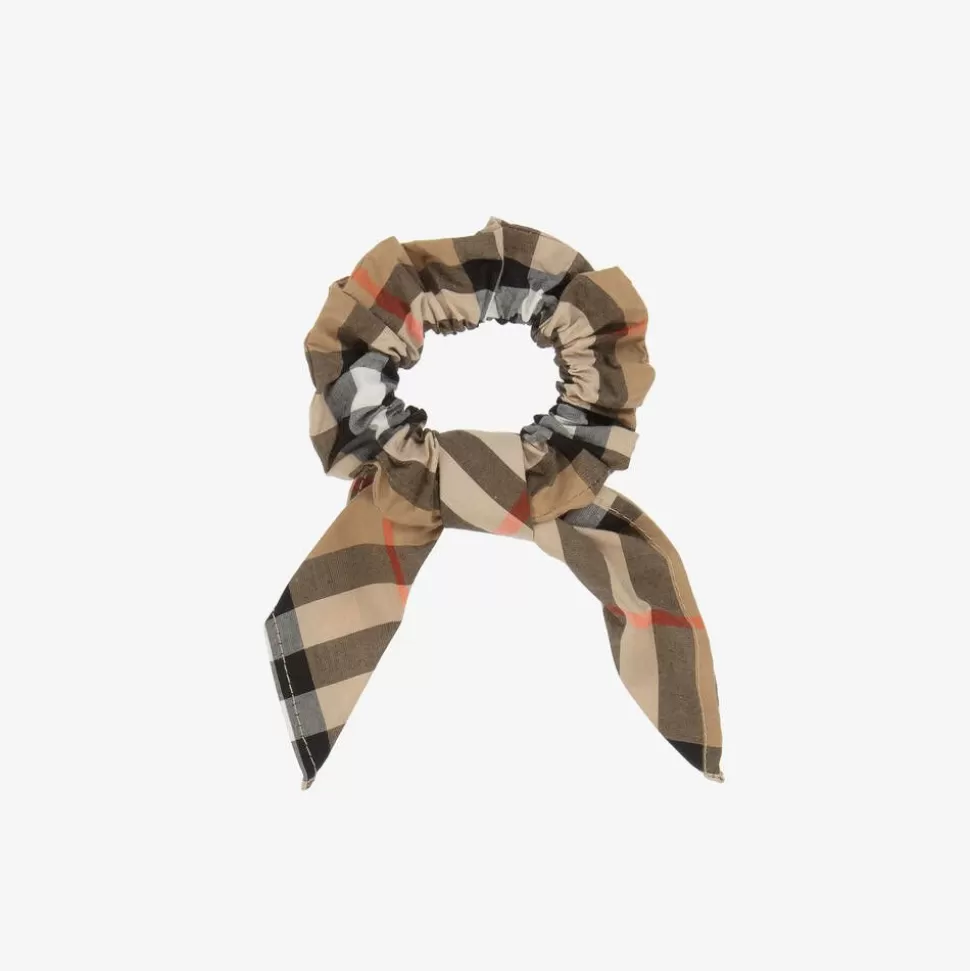 Burberry Girls Beige Check Hair Scrunchie (10cm)^ Hair Accessories
