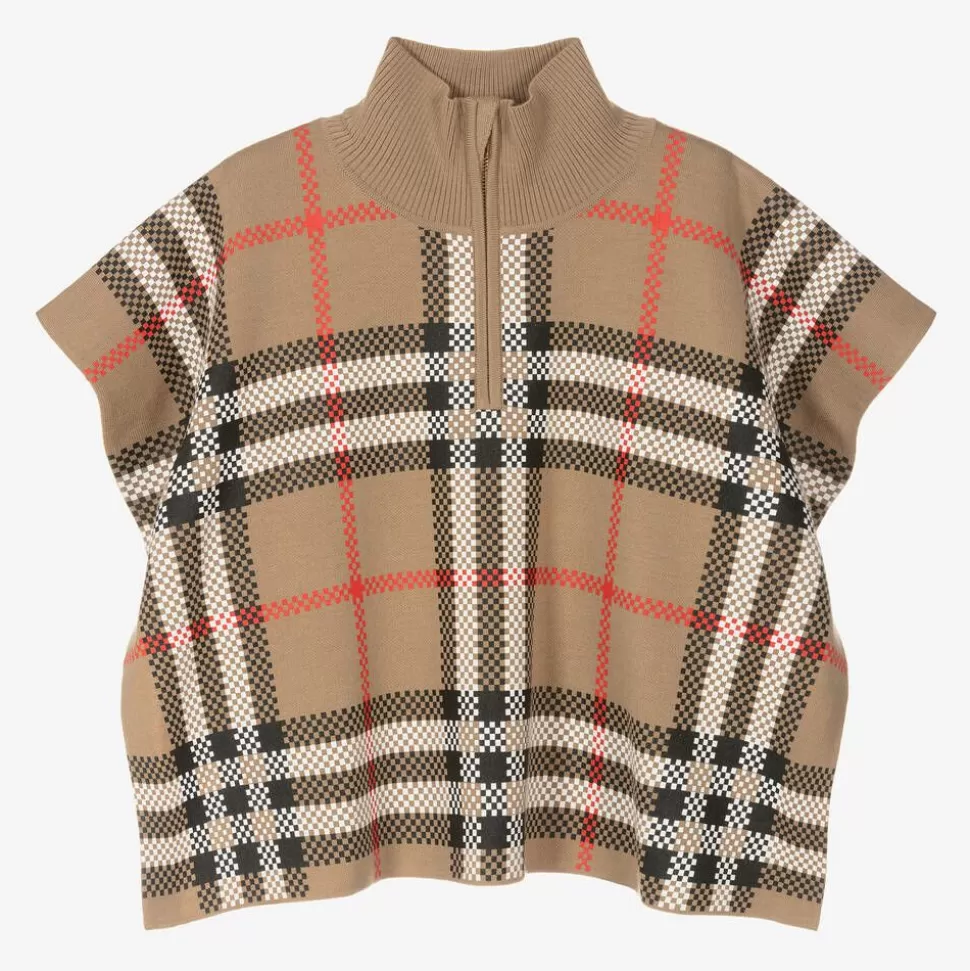 Burberry Girls Beige Check Wool Cape^ Coats & Jackets