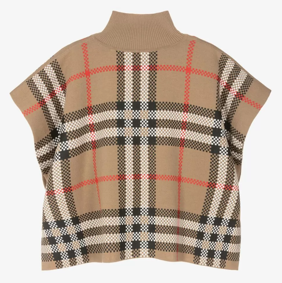 Burberry Girls Beige Check Wool Cape^ Coats & Jackets