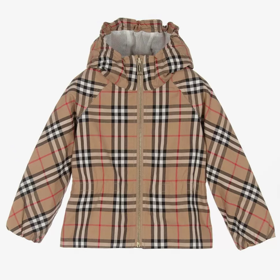 Burberry Girls Beige Checked Jacket^ Coats & Jackets