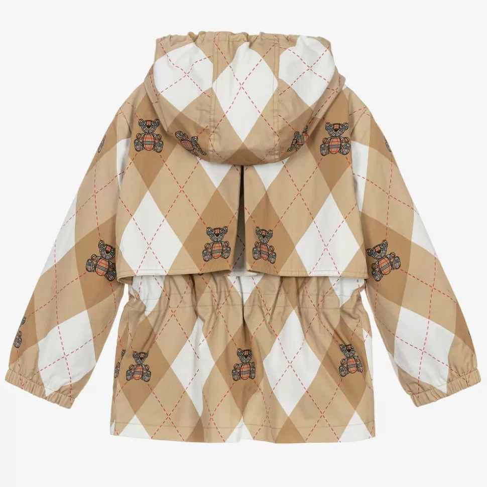Burberry Girls Beige Cotton Argyle Hooded Jacket^ Coats & Jackets