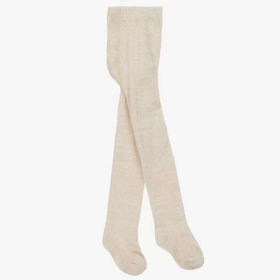 Mayoral Girls Beige Cotton Glitter Tights^ Tights | Tights
