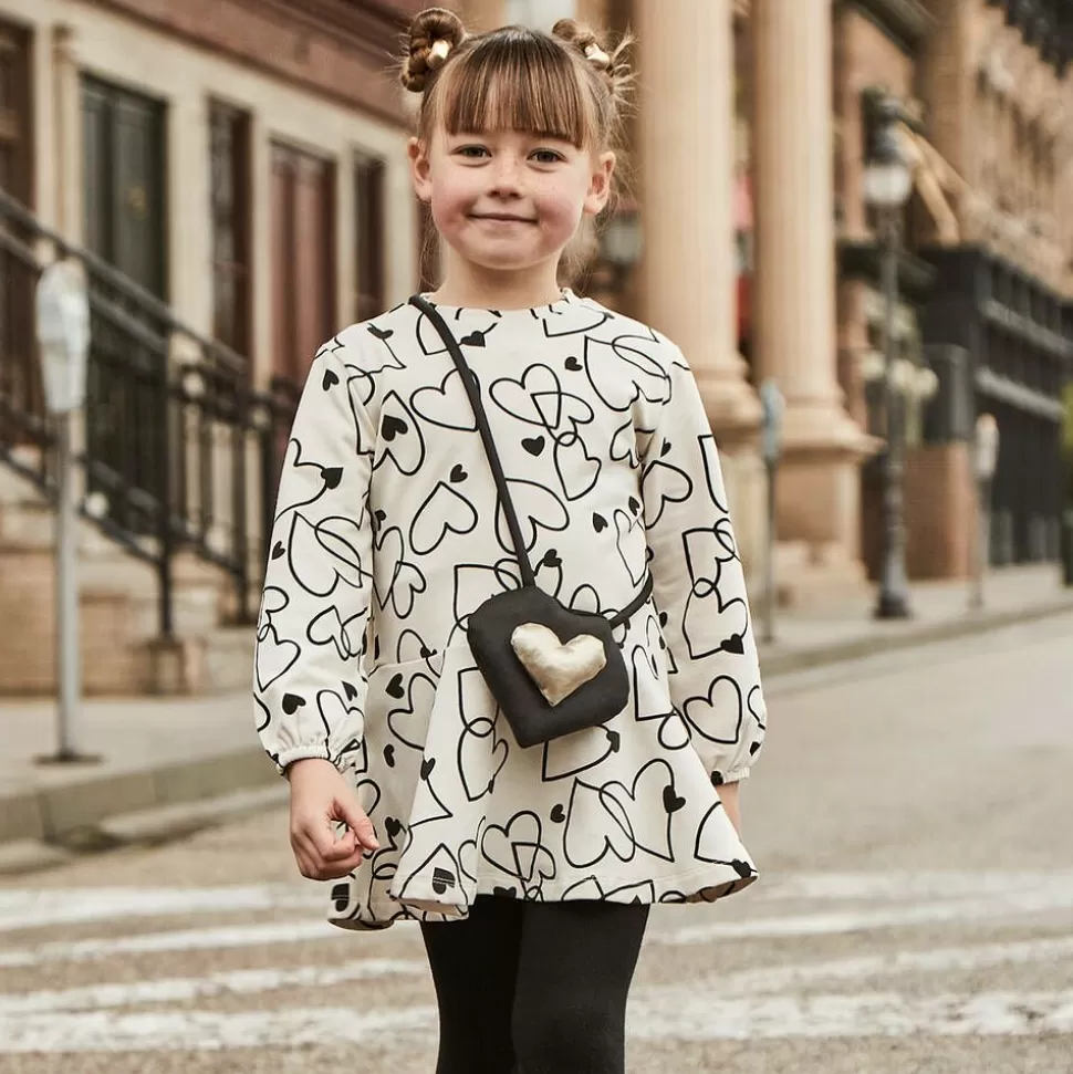 Mayoral Girls Beige Cotton Heart Print Dress Set^ Dresses