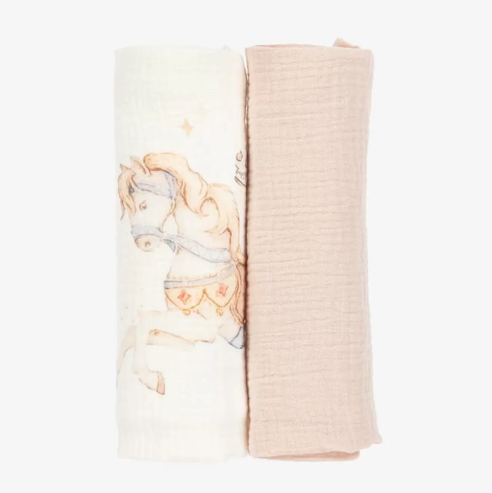 Jamiks Girls Beige Cotton Horse Muslins (2 Pack)^ Gifts