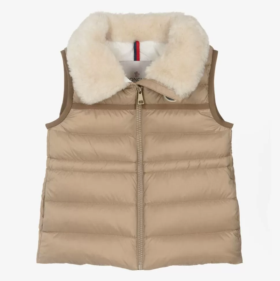 Moncler Enfant Girls Beige Down-Padded Elisheba Gilet^ Coats & Jackets