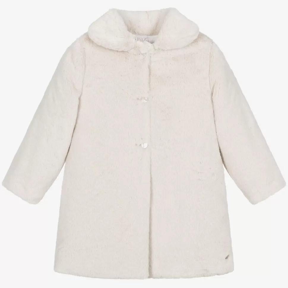 Paz Rodríguez Girls Beige Faux Fur Coat^ Coats & Jackets