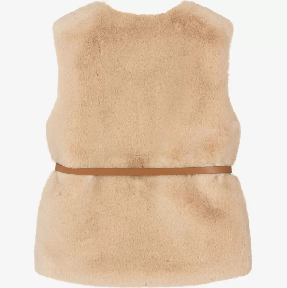 Mayoral Girls Beige Faux Fur Gilet^ Coats & Jackets
