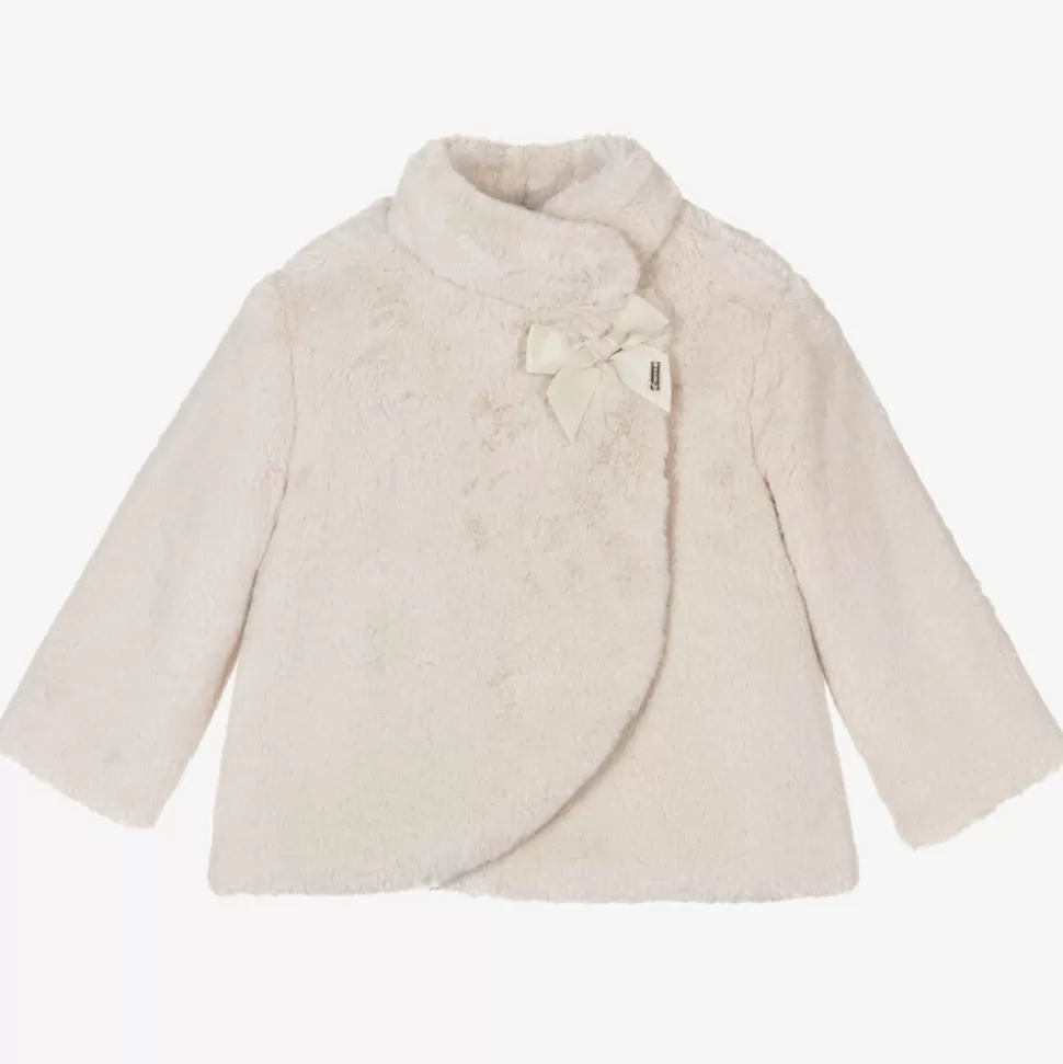 Mayoral Girls Beige Faux Fur Jacket^ Coats & Jackets