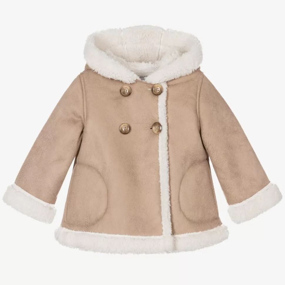 Mayoral Girls Beige Faux Suede Coat^ Coats & Jackets